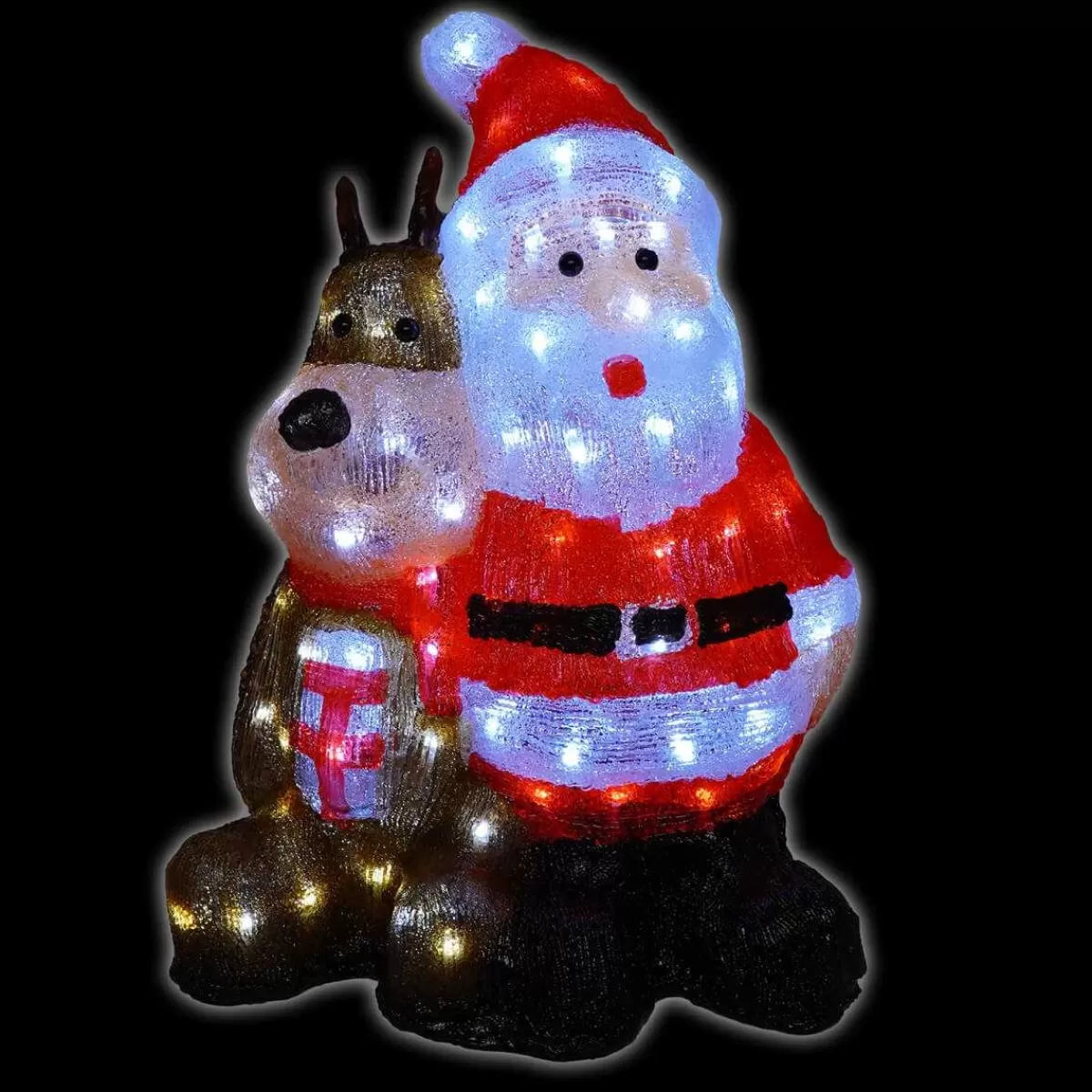 Gloria Store Babbo Natale | Tende, Cascate e Figure<Babbo Natale E Cagnolino Luminoso H.47 Cm