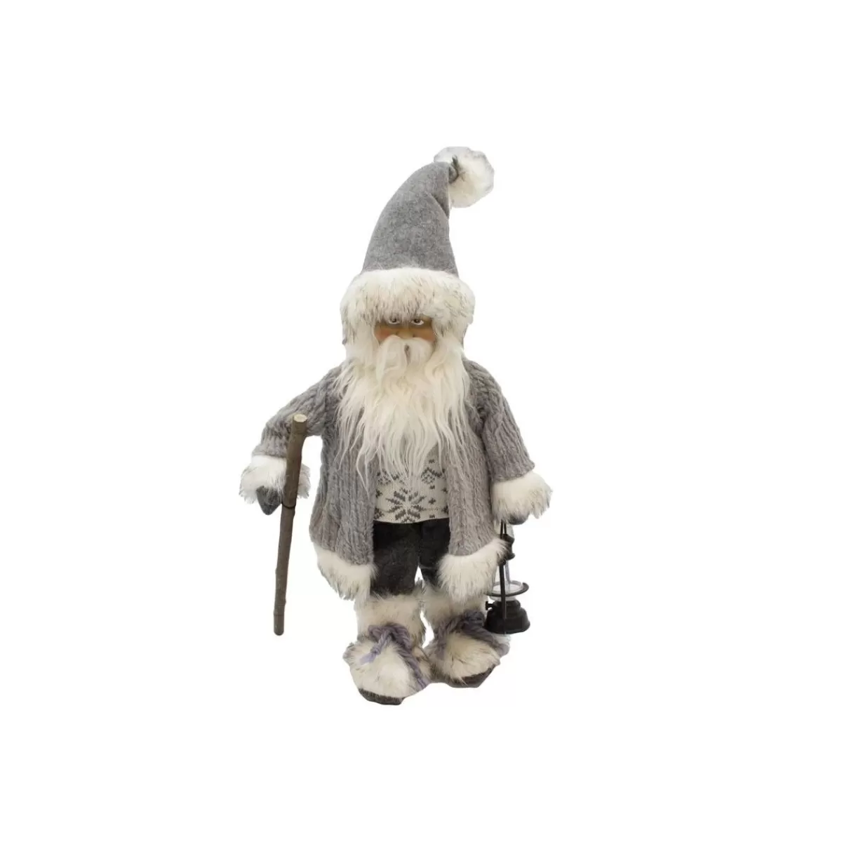 Gloria Store Babbo Natale<Babbo Natale Grigio Con Lanterna H.65 Cm