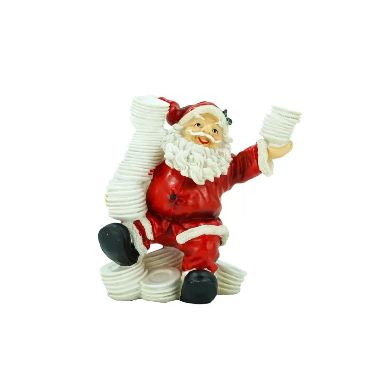 Gloria Store Babbo Natale<Babbo Natale In Resina Con Piatti H.20 Cm