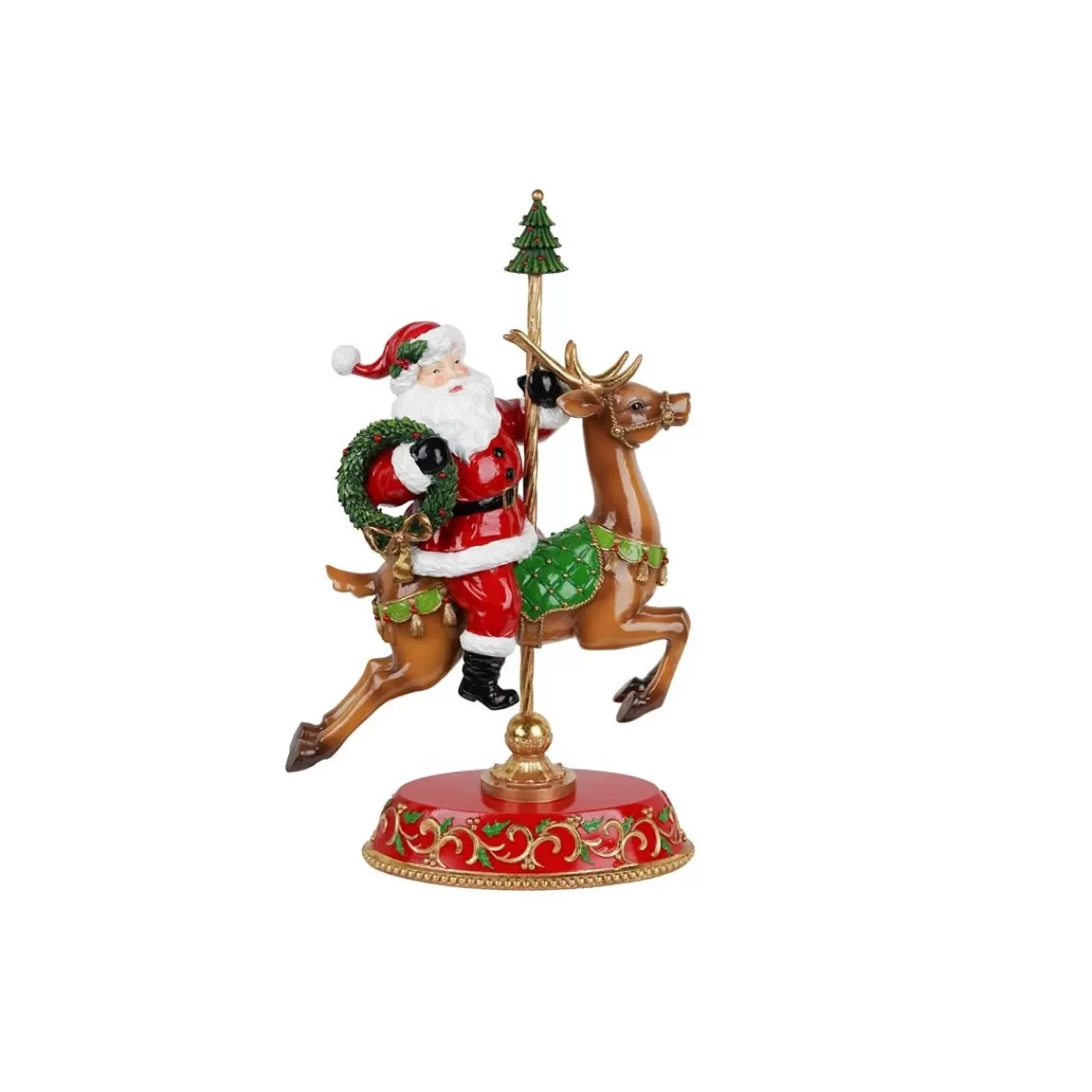 Gloria Store Renna Natalizia | Babbo Natale<Babbo Natale Su Renna H.45,5 Cm