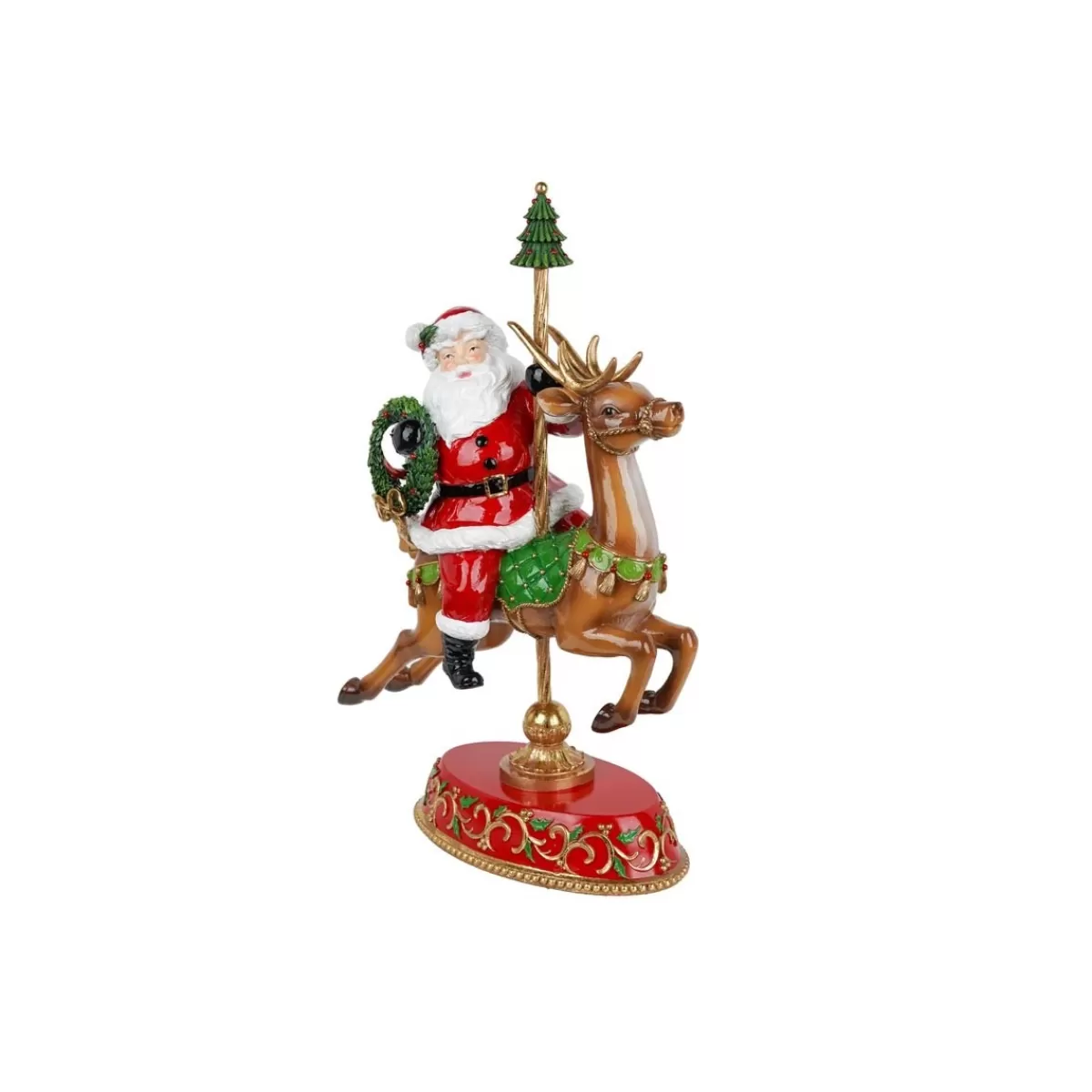 Gloria Store Renna Natalizia | Babbo Natale<Babbo Natale Su Renna H.45,5 Cm