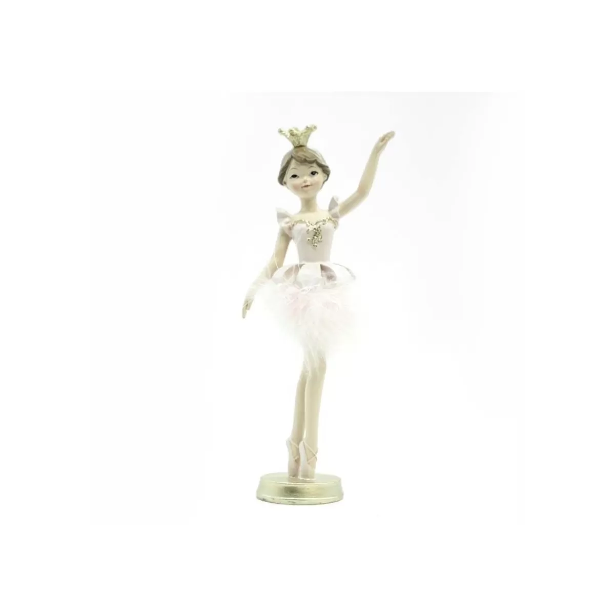 Gloria Store Bamboline Natalizie<Ballerina In Poliresina Con Abito Di Piume H.21 Cm