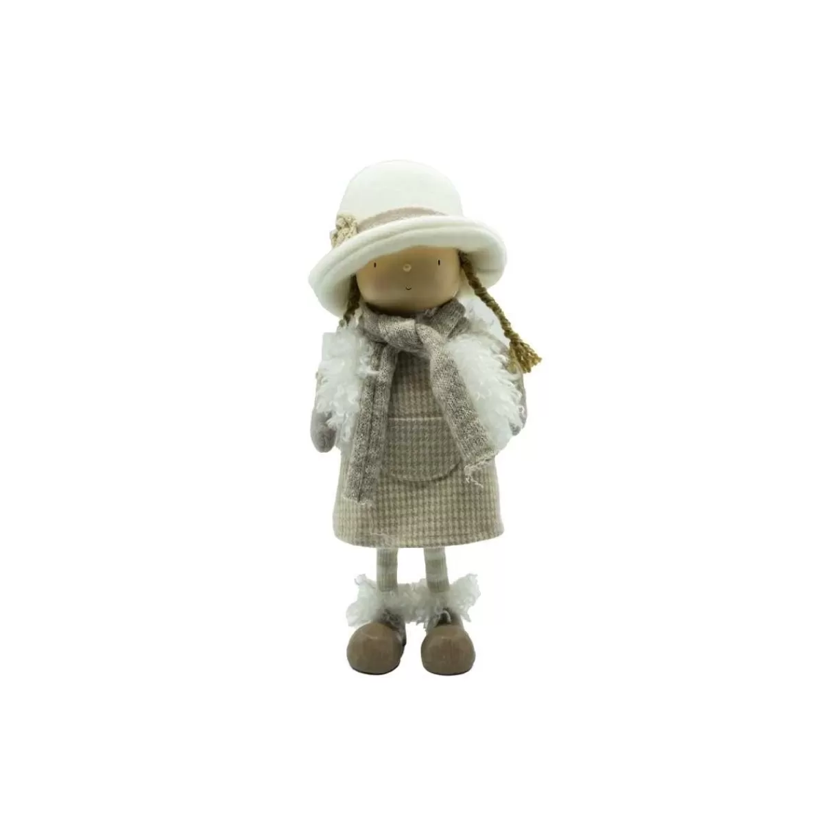 Gloria Store Bamboline Natalizie<Bimba In Piedi Beige E Bianca H.39 Cm