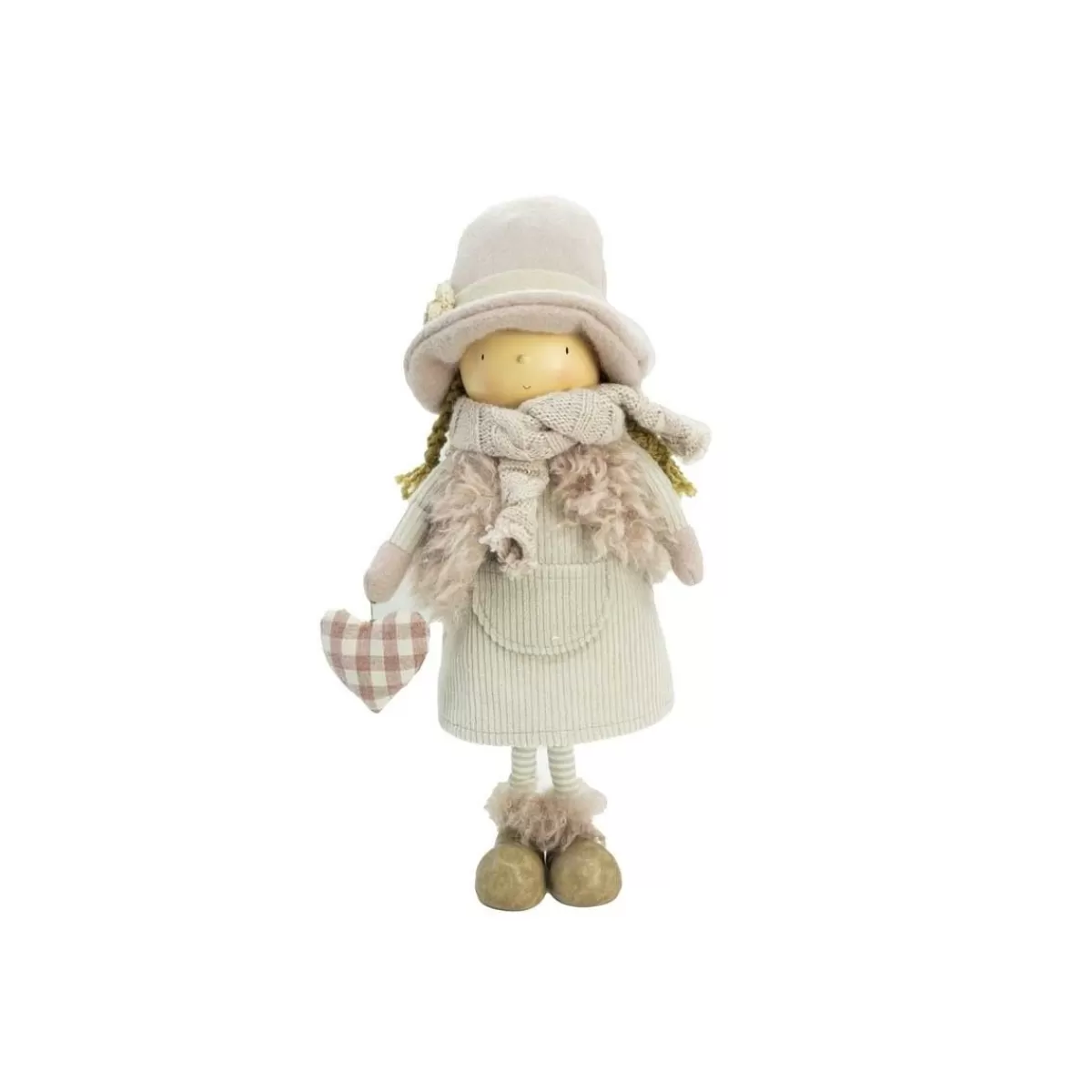 Gloria Store Bamboline Natalizie<Bimba In Piedi Grigia E Rosa H.41 Cm