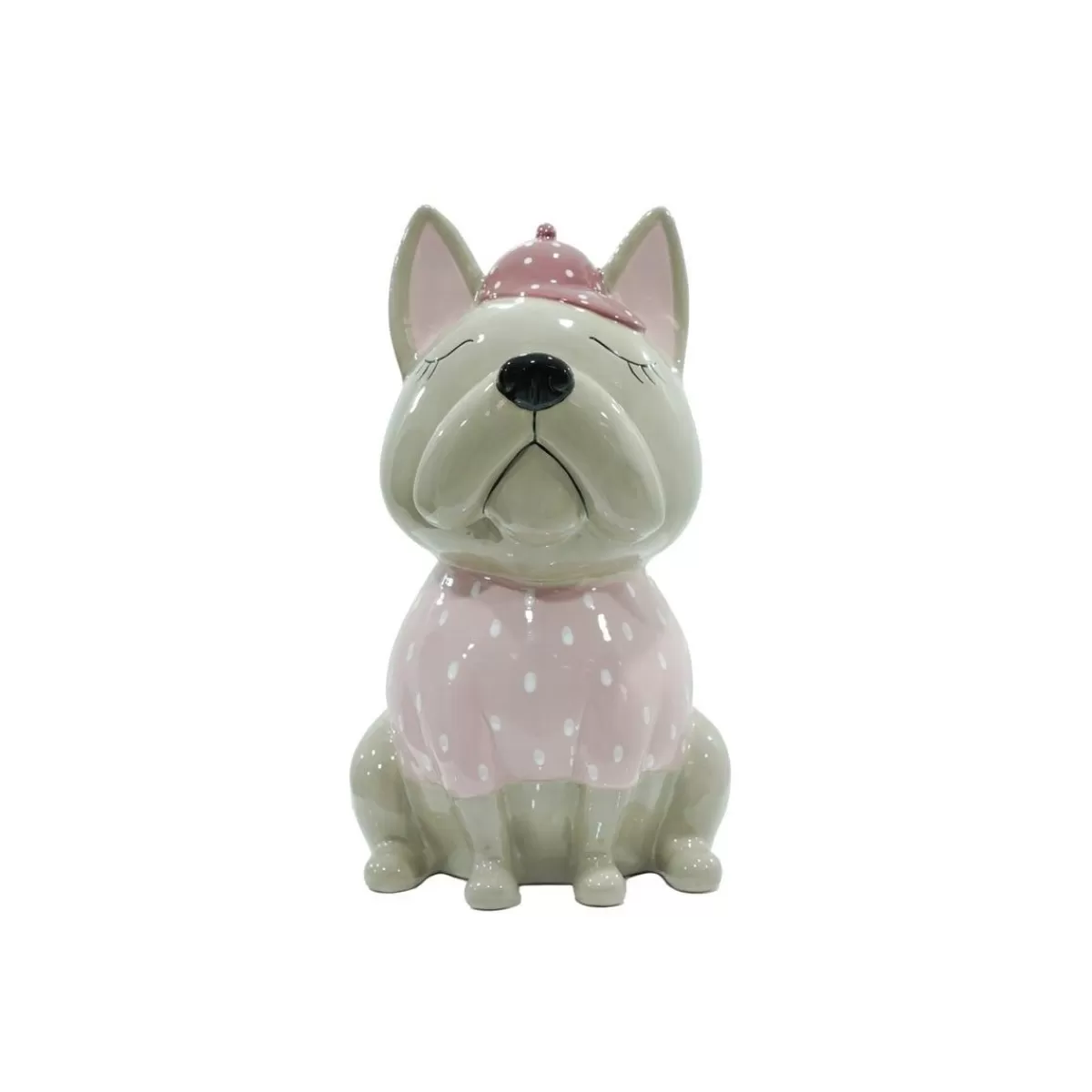 Gloria Store Ceramica<Canagnolino Grigio E Rosa In Ceramica H.14 Cm