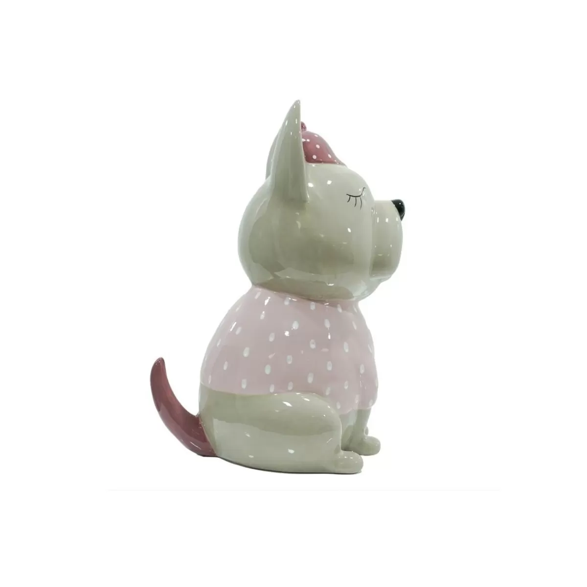 Gloria Store Ceramica<Canagnolino Grigio E Rosa In Ceramica H.14 Cm