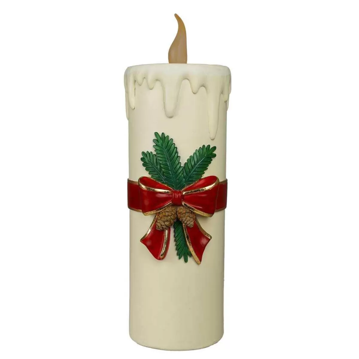 Gloria Store Candele / Porta-Candele / Alzatine<Candela Natalizia Bianca Con Led In Resina H.55,7 Cm