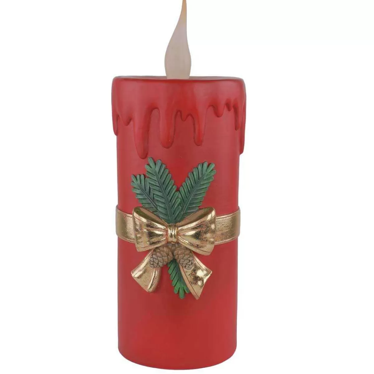 Gloria Store Candele / Porta-Candele / Alzatine<Candela Natalizia Rossa Con Led In Resina H.44 Cm