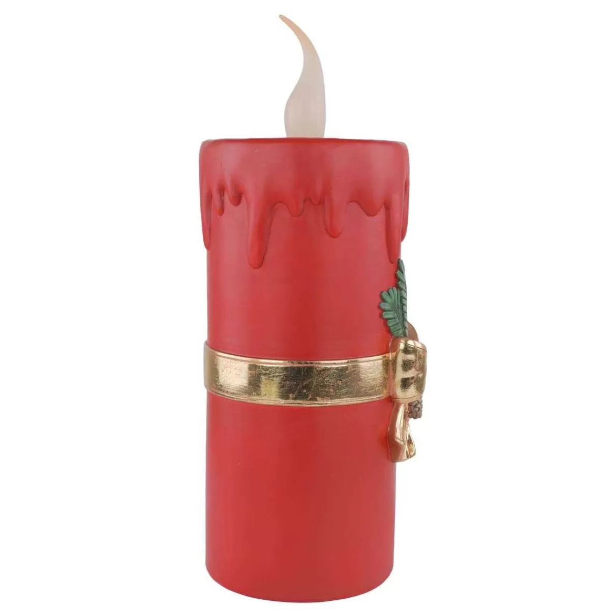 Gloria Store Candele / Porta-Candele / Alzatine<Candela Natalizia Rossa Con Led In Resina H.44 Cm