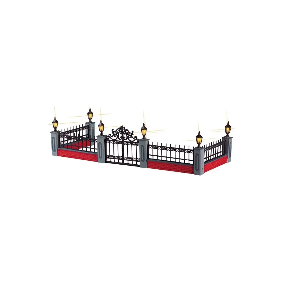 Gloria Store Allestimento villaggio<Lighted Wrought Iron Fence Set Of 5 - Lemax 54303