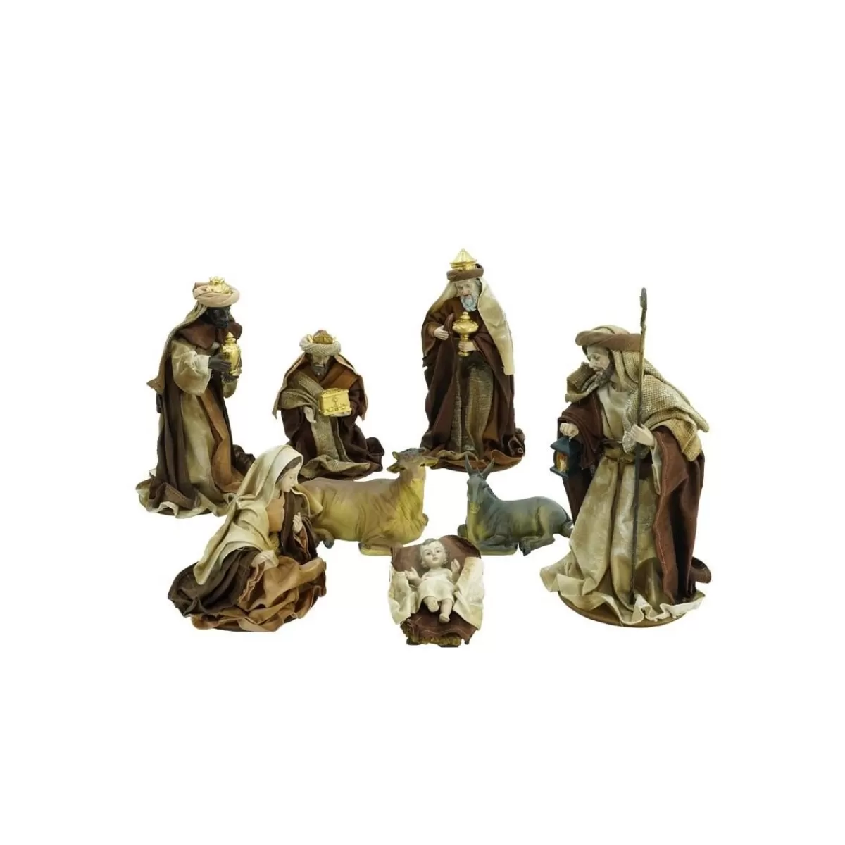 Gloria Store • Natività<Natività In Poliresina E Tessuto 8 Pz. H.25 Cm