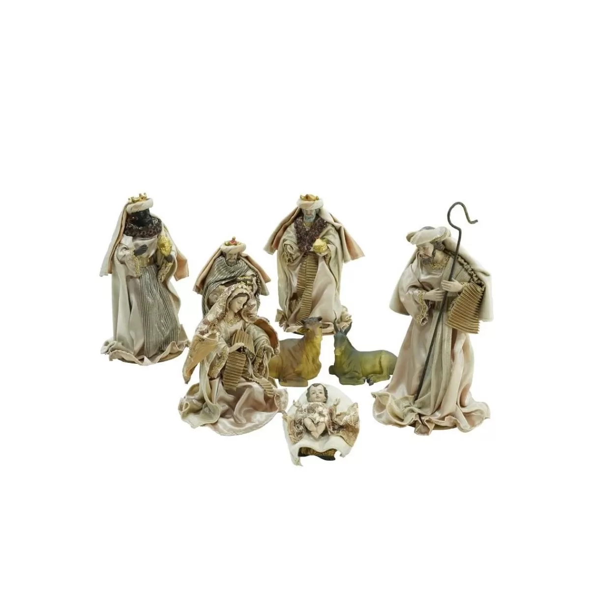 Gloria Store • Natività<Natività In Poliresina E Tessuto 8 Pz. H.25 Cm