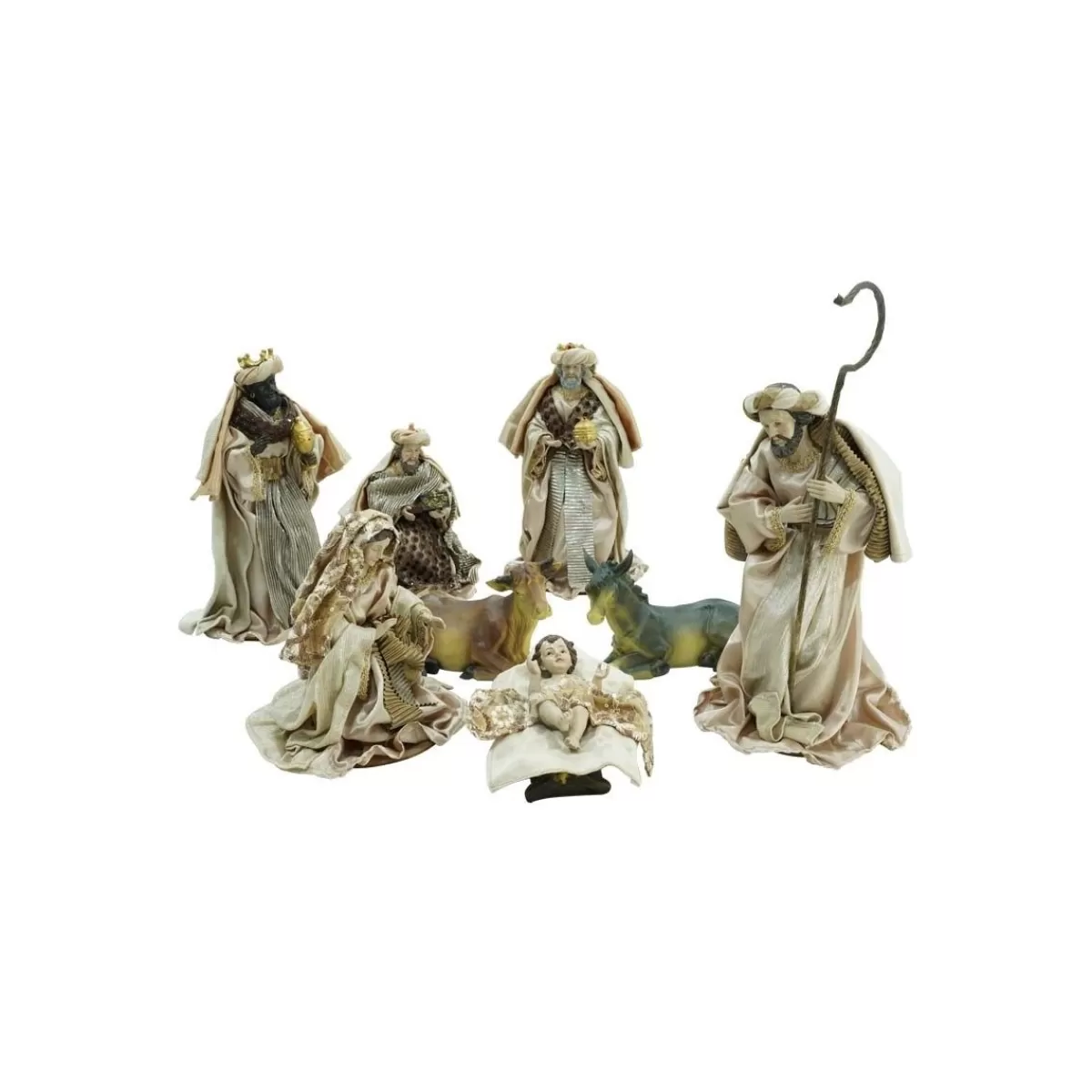 Gloria Store • Natività<Natività In Poliresina E Tessuto 8 Pz. H.33 Cm