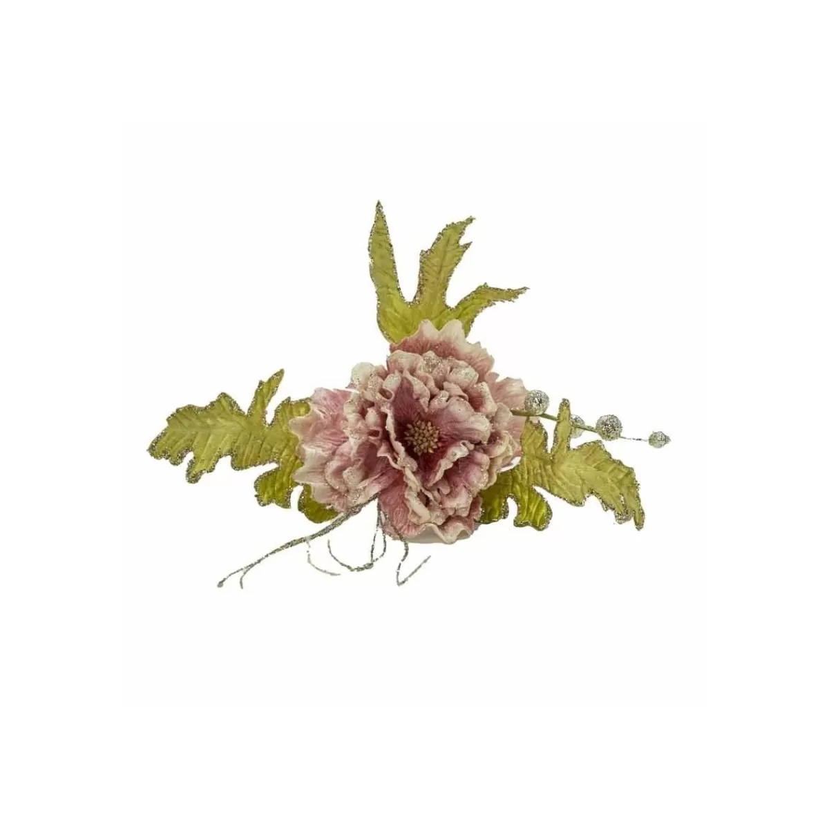 Gloria Store Rami e Fiori Natalizi<Peonia Rosa Con Clip 15x15 Cm