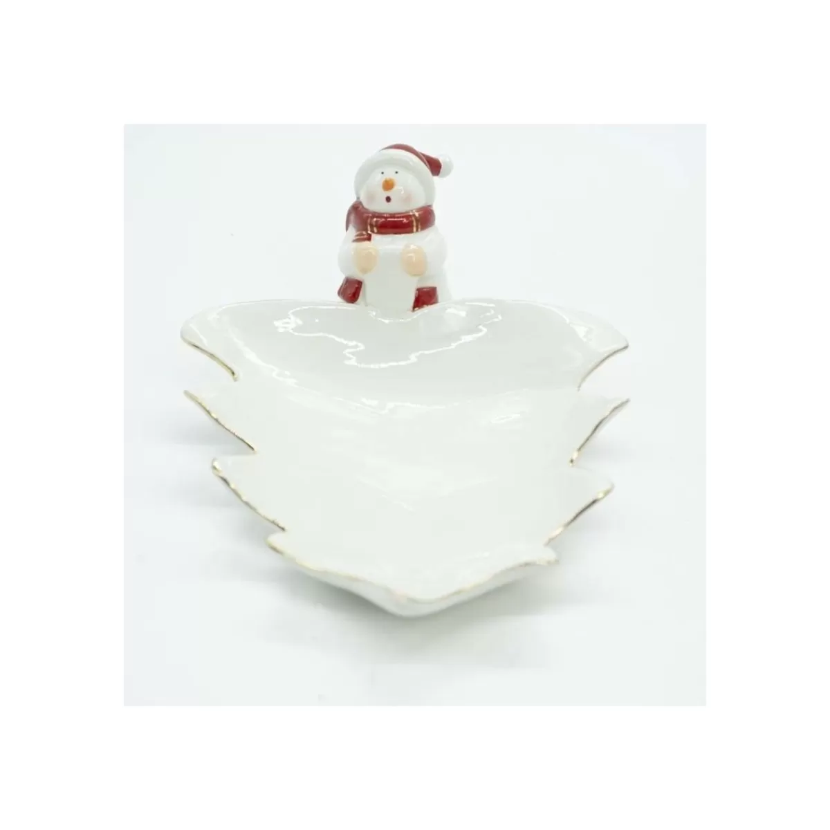 Gloria Store Ceramica<Piatto Ad Albero In Ceramica Con Pupazzo Di Neve