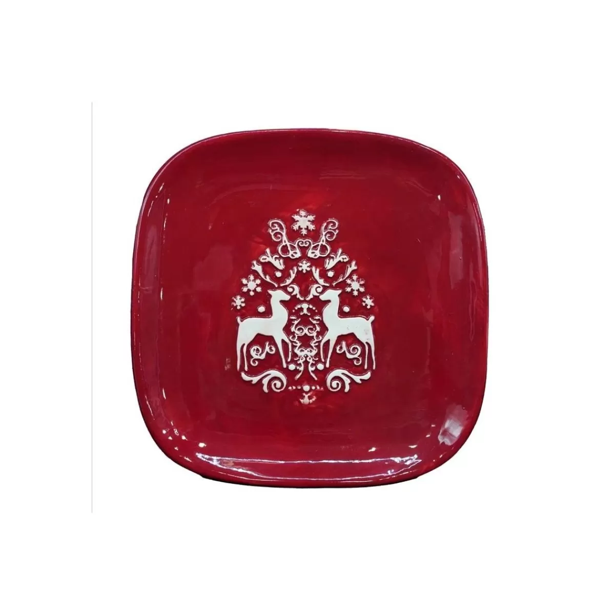 Gloria Store Ceramica<Piatto Quadrato In Ceramica Rosso