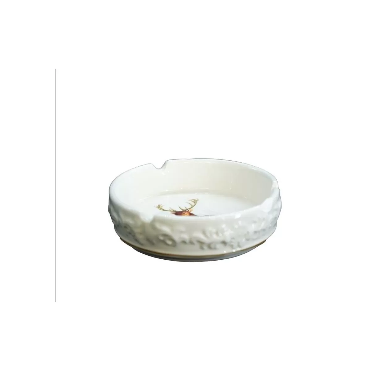 Gloria Store Ceramica<Posacenere In Ceramica Bianca Con Renna D.11 Cm