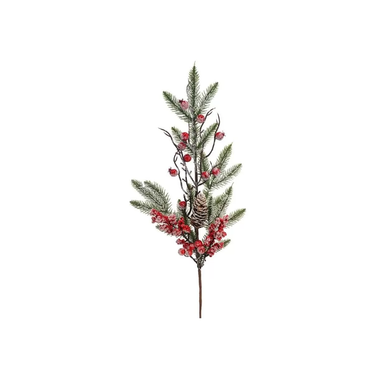 Gloria Store Rami e Fiori Natalizi<Ramo Di Pino Innevato Con Bacche Rosse L.76 Cm