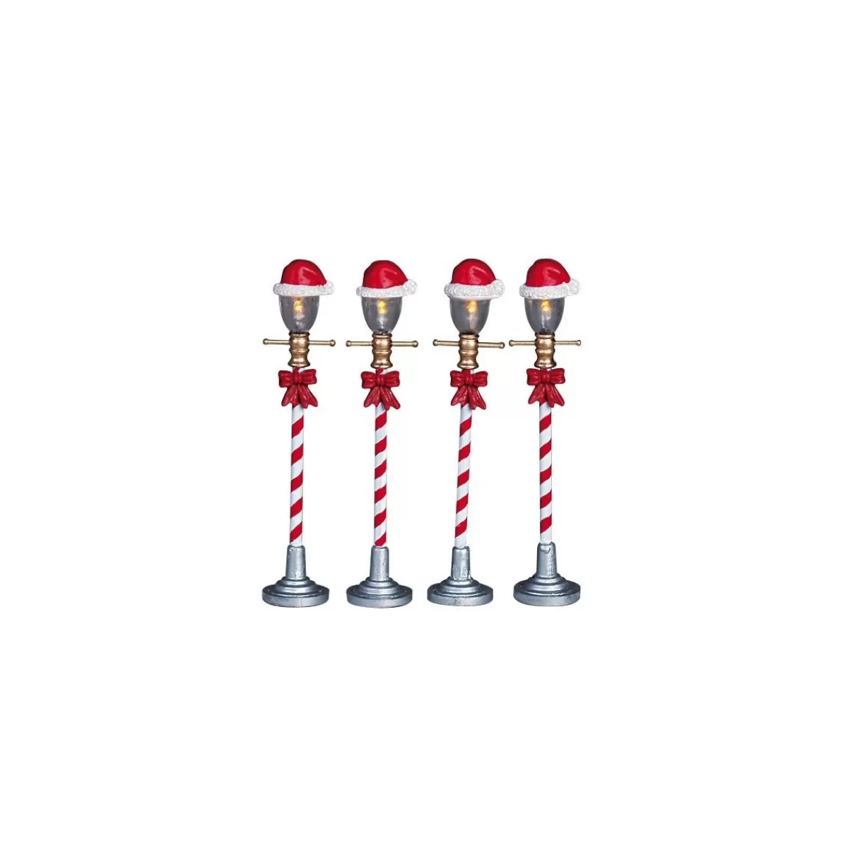 Gloria Store Allestimento villaggio | Accessori<Santa Hat Street Lamp, Set Of 4 - Lemax 64472