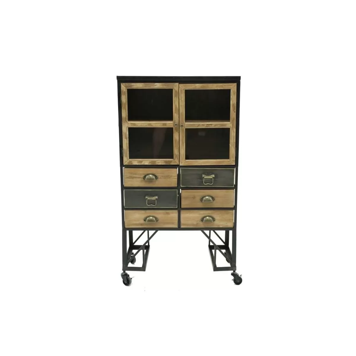 Gloria Store • Espositori e Mobiletti<Vetrinetta Stile Industrial Con Ruote H.110 Cm